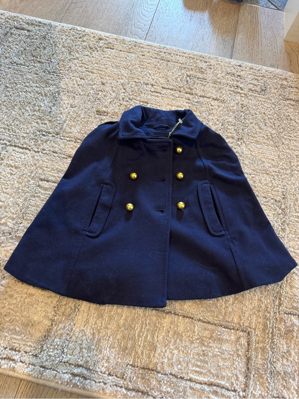 GAP Navy Double-Breasted Kids Cape with Gold Buttons